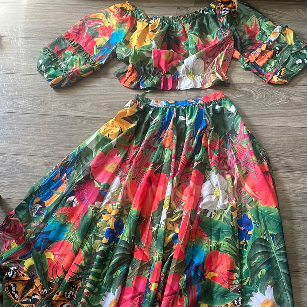 Colorful Floral Two-Piece Set